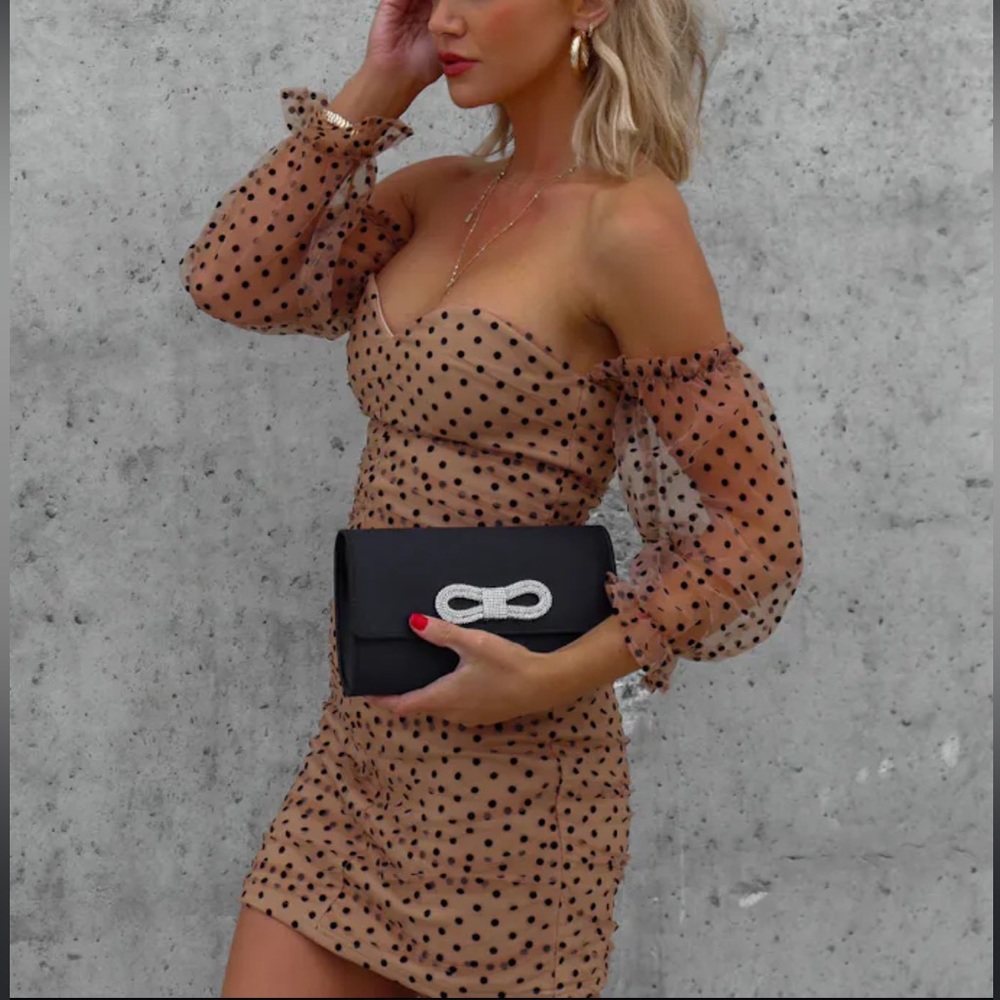 Never worn with tags super cute brown polka dot dress